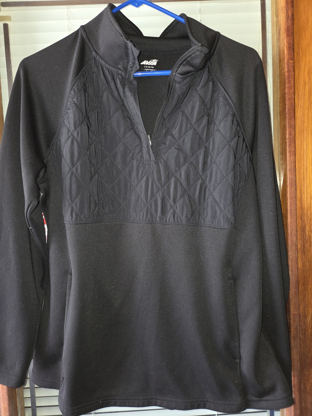Avia Black Quilted Chest Half-Zip Pullover